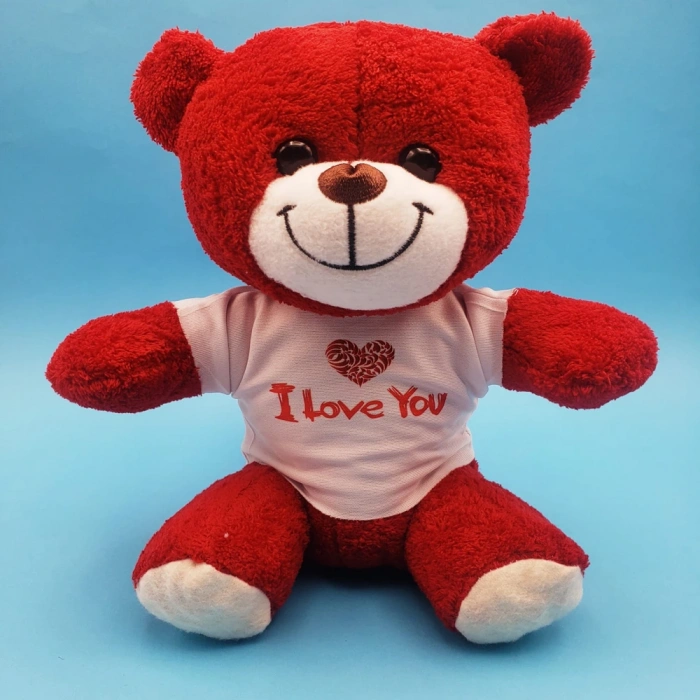 Nevamel Kırmızı I Love You Tişörtlü Peluş Ayıcık