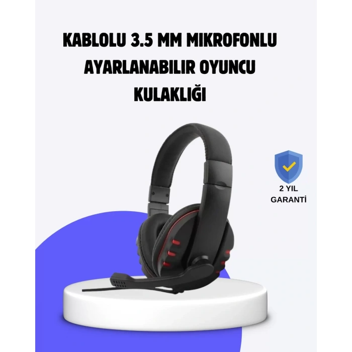 Nevamel® Kırmızı Kulaklık Mikrofonlu Ayarlanabilir Konforlu Tasarımlı