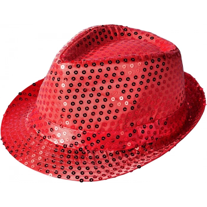 Nevamel Kırmızı Payetli Fötr Şapka Yetişkin Boy