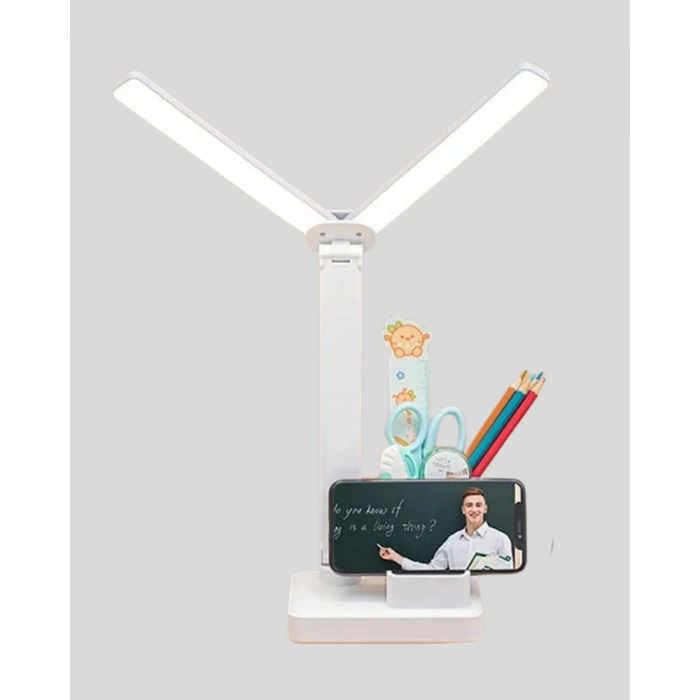 Nevamel® Kısılabilir LED Masa Lambası – Kalemlik ve Telefon Standlı Göz Yormayan Işık