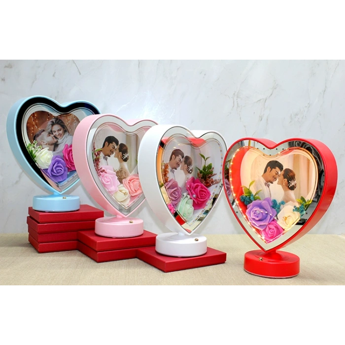 Nevamel Kişiye Özel Fotoğraf Alanlı Kalpli Led Çerçeve Model 2