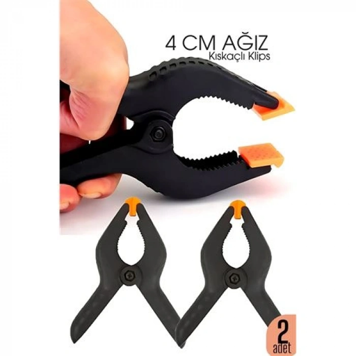 Nevamel® Kıskaç Klips Yaylı Işken ce Plastik Kelepçe Güçlü Mafsallı Çene 4 inç 4 cm ağız