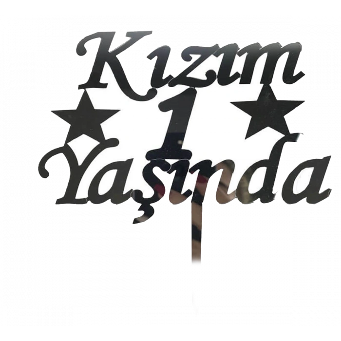 Nevamel Kızım 1 Yaşında Yazılı Pasta Süsü Gümüş Renk