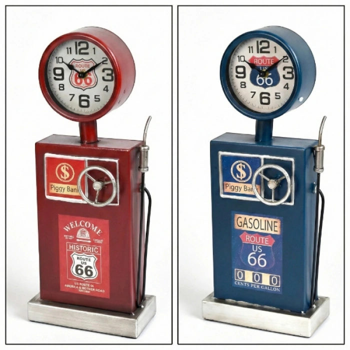 Nevamel Klasik Benzinlik Tasarımlı Masaüstü Saat