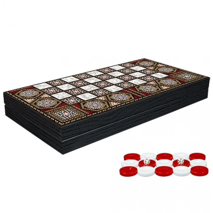 Nevamel® Klasik Sedef İşlemeli Tavla Model 1