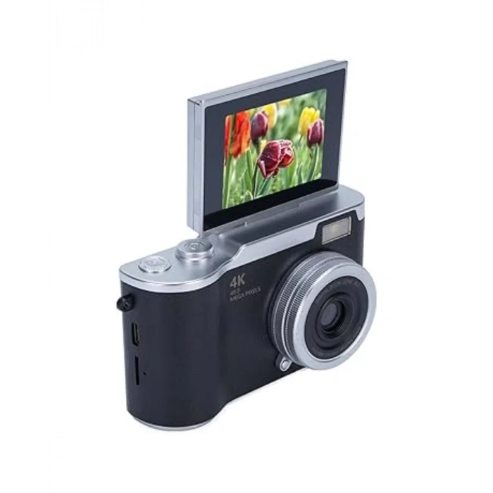 Nevamel® Kompakt 4K Dijital Kamera 48 MP Sensör 8X Zoom Flip Ekran Vlog ve Selfie Uyumlu