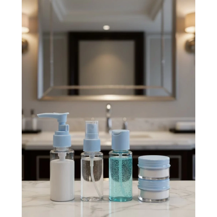 Nevamel® Kompakt 5’li Seyahat Banyo Şişe Takımı Çantalı