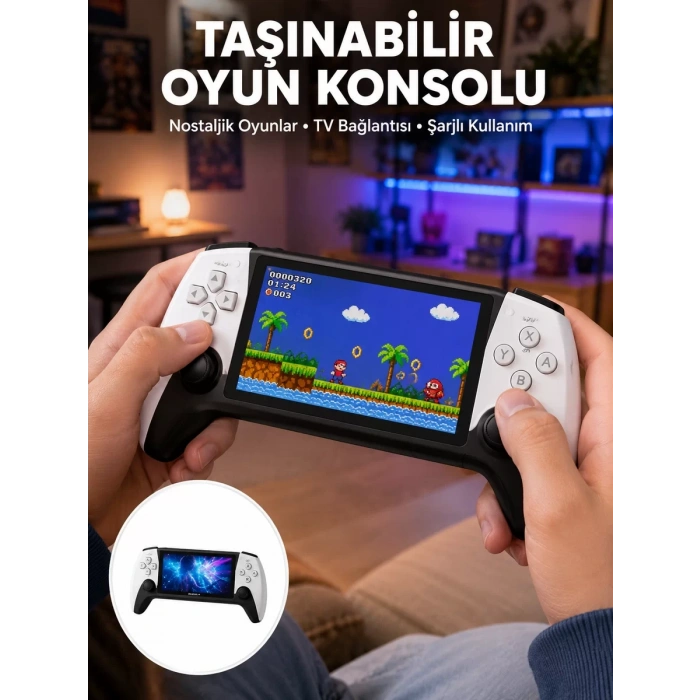 Nevamel® Kompakt ve Hafif Retro Oyun Konsolu 1000 Klasik Oyun Dahil