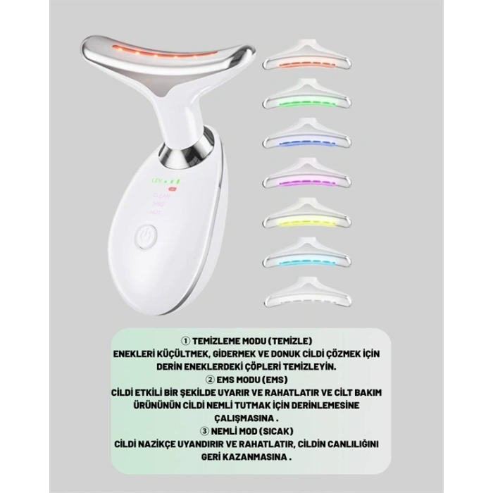 Nevamel® Kompakt ve Taşınabilir Cilt Bakım Cihazı – 3 Fonksiyonlu USB Şarjlı LED Işıklı Güzellik Aleti