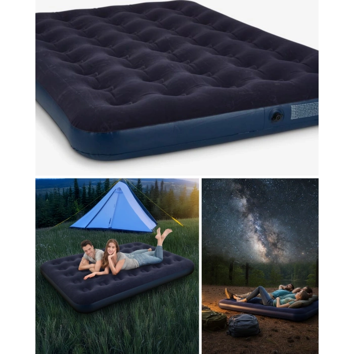 Nevamel® Konforlu Çift Kişilik Şişme Yatak Flokeli Yüzey Dayanıklı Gövde