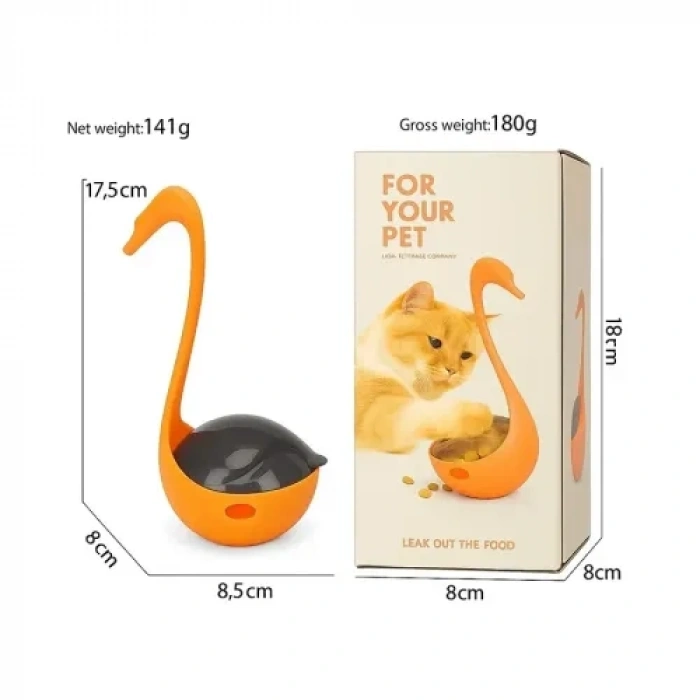 Nevamel Kuğu Şeklinde Lazerli ve Mama Hazneli Kedi Oyuncağı