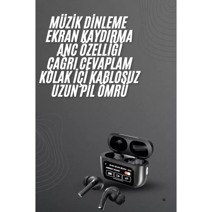 Nevamel® Kulak İçi Bluetooth Kulaklık Ekranlı Müzik Dinleme Çağrı Cevaplama Siyah Yeni Nesil