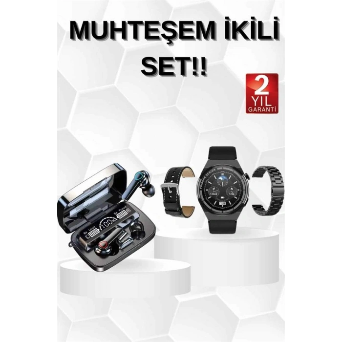 Nevamel® Kulak İçi Kablosuz Bluetooth Kulaklık ve NFC ve GPS Özellikli Akıllı Saat Alarm ve Titreşim