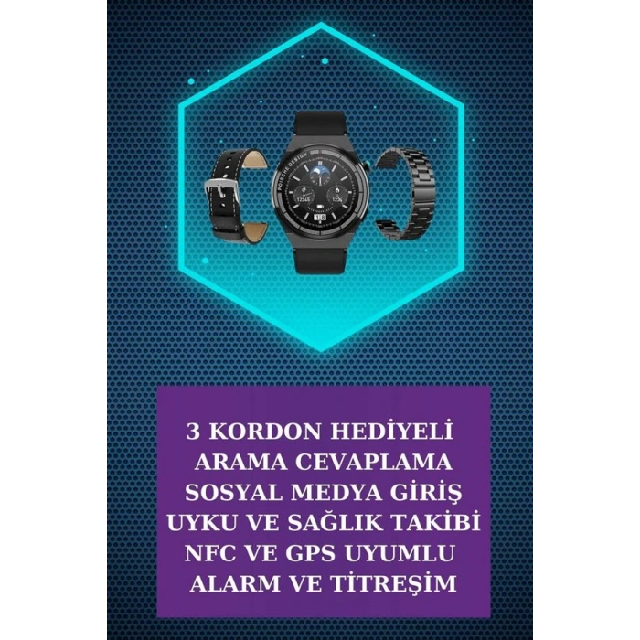 Nevamel® Kulak İçi Kablosuz Bluetooth Kulaklık ve NFC ve GPS Özellikli Akıllı Saat Alarm ve Titreşim