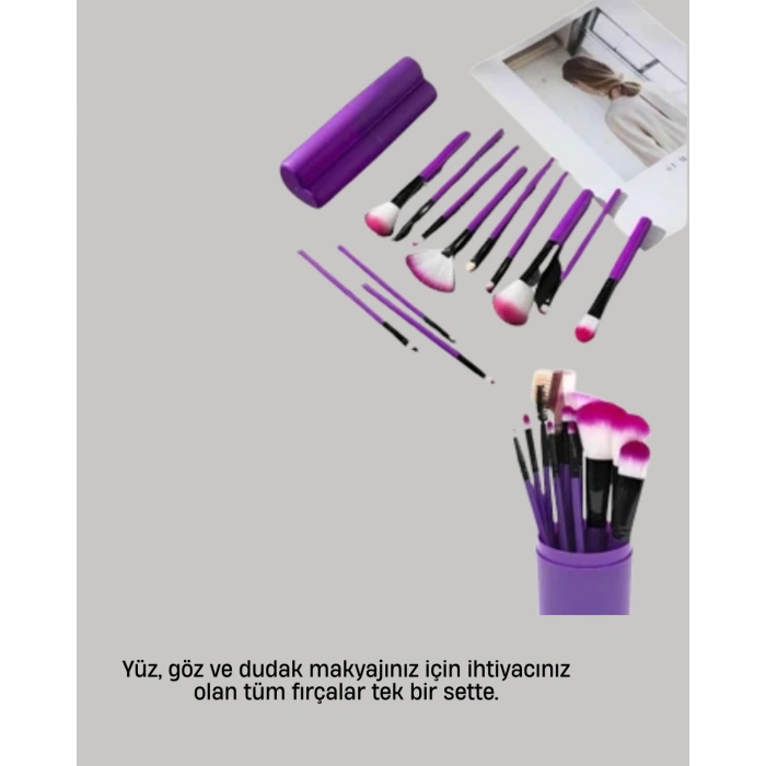 Nevamel Kusursuz Makyaj İçin 12 Parça Profesyonel Fırça Seti Taşınabilir Kutu Hediyeli