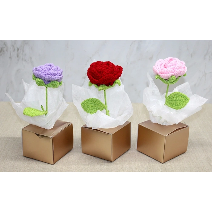 Nevamel Kutulu Tekli El Örgüsü Gül Kutulu