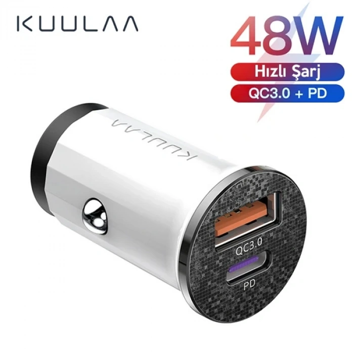 Nevamel KUULAA 42W USB + Type-C Çift Çıkışlı Mini Hızlı Araç Şarj Cihazı-(5775)