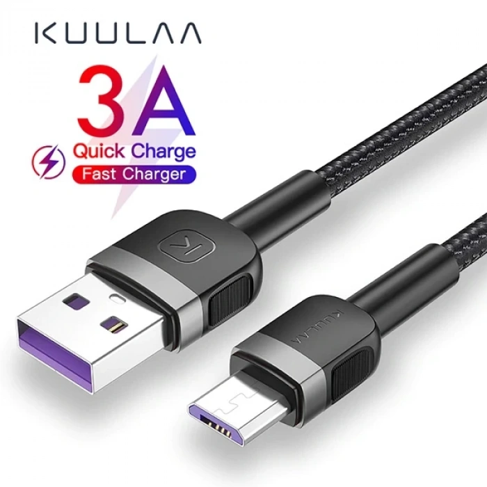 Nevamel KUULAA Mikro Usb 3A Hızlı Şarj 0.50CM kısa Android Usb Şarj Kablosu-(5775)