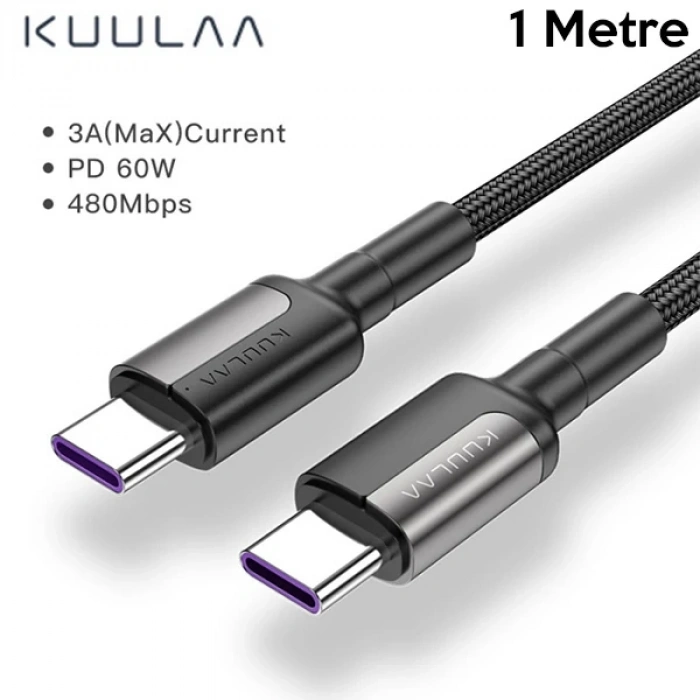 Nevamel KUULAA Type C Type-C PD 60W QC4.0 Hızlı Şarj ve Data Kablosu 1Metre-(5775)