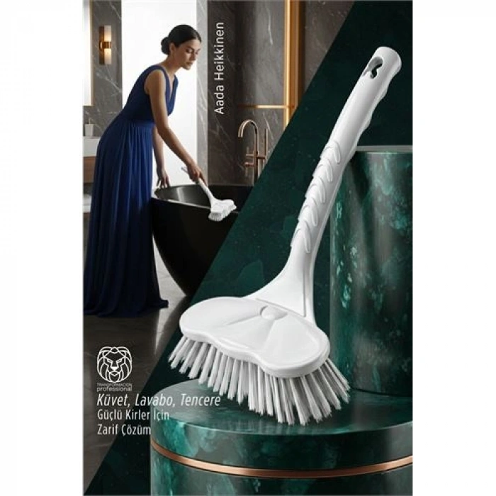 Nevamel® Küvet Lavabo ve Tencere Fırçası  - Çizmez Kıl Yapılı Ergonomik Temizlik Ovma Fırçası