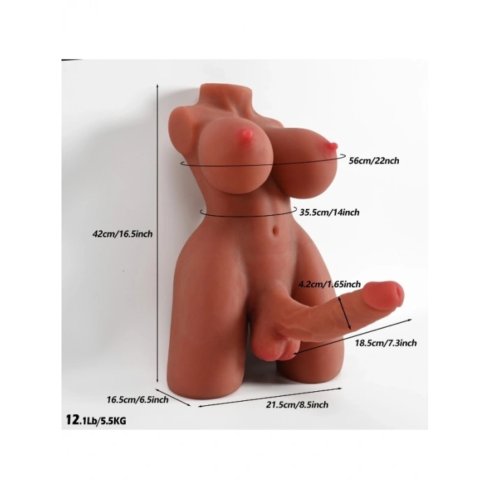 Nevamel® L-Join Gerçekçi 5.5 Kg Brown (Melez) Yarım Vücut Trans Vajina Mastürbatör Dildo