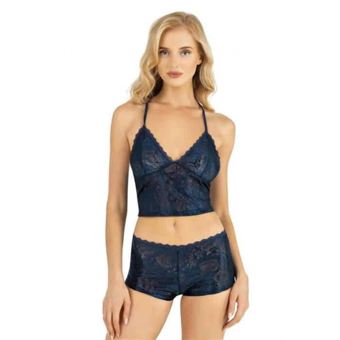 Nevamel® Lacivert Saten Şort Takımı 9222 (Kod:9222)