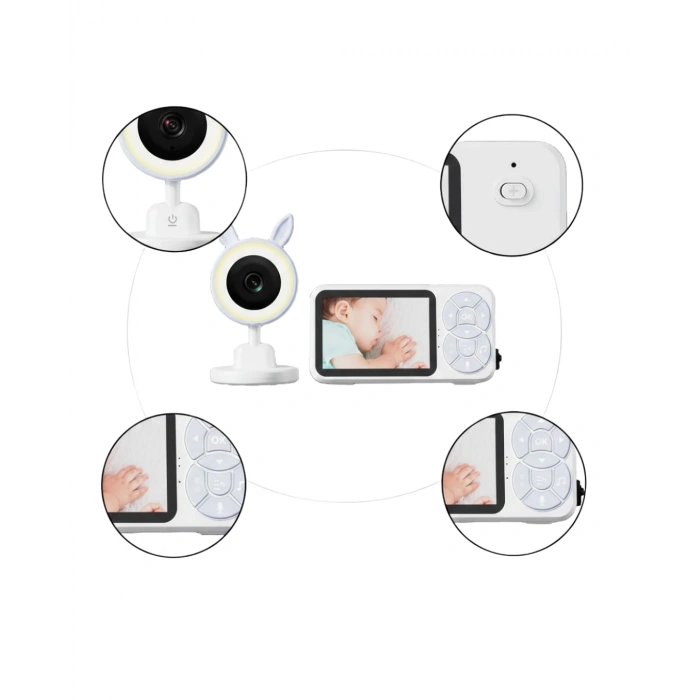 Nevamel® LCD Ekranlı Bebek İzleme Kamerası Ninnili Gece Görüşlü Güvenlik Sistemi