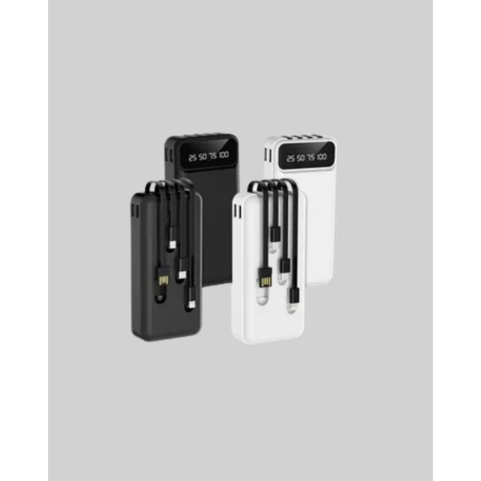 Nevamel LED Işıklı 20.000mAh Powerbank LCD Gösterge Dahili Çoklu Kablo