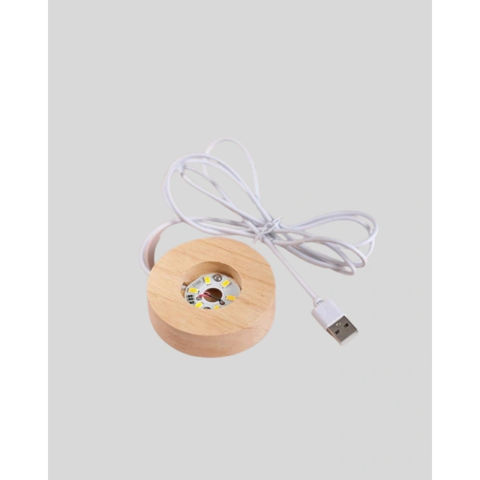 Nevamel® LED Işıklı Kalp Desenli Cam Küre Büyük Boy Ahşap Tabanlı