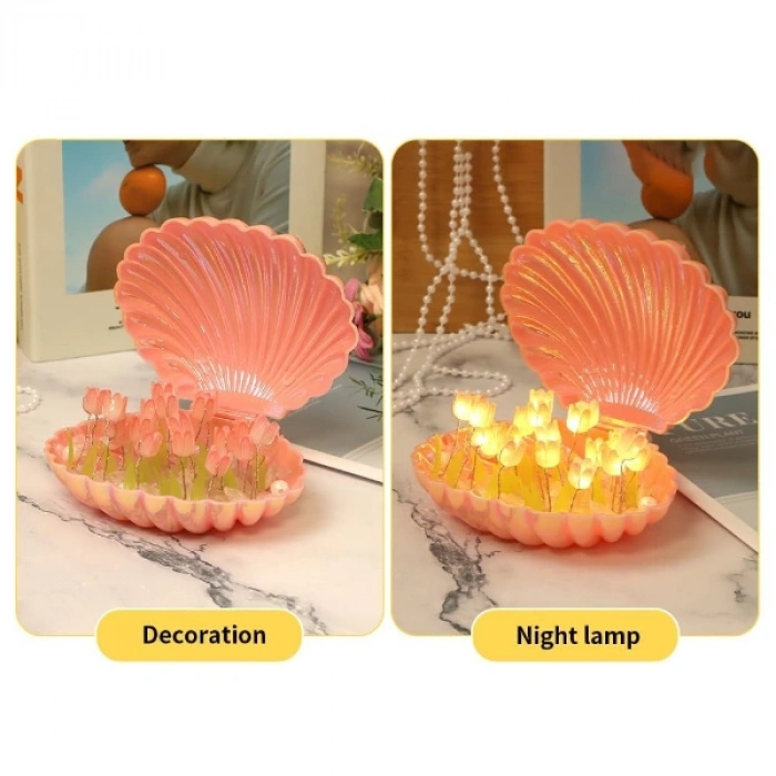 Nevamel LED Işıklı Kendin Yap Deniz Kabuğu Tasarımlı Lale Lamba