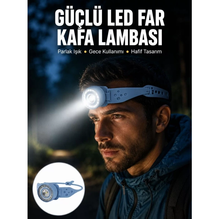 Nevamel® LED Kafa Lambası Kamp Yürüyüş ve Gece Kullanımı İçin Yeni Nesil