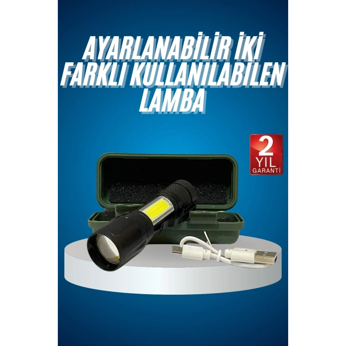 Nevamel Led Lamba El Feneri Küçük Taşınabilir USB Şarjlı Acil Durum Lambası