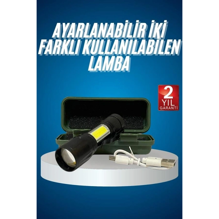 Nevamel Led Lamba El Feneri Küçük Taşınabilir USB Şarjlı Acil Durum Lambası
