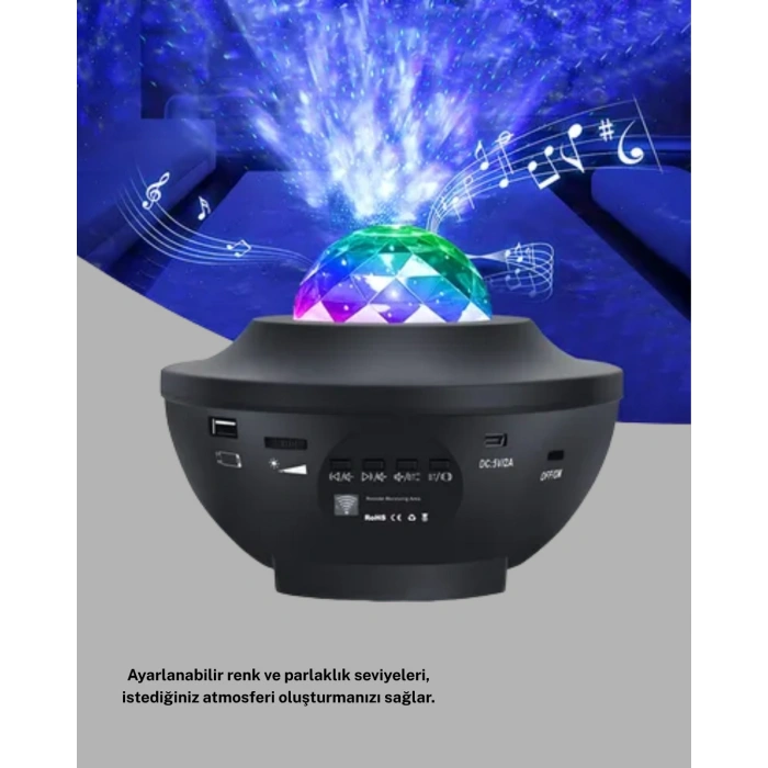 Nevamel® LED Yıldızlı Projektör Galaxy Modlu Renk ve Parlaklık Ayarlı Gece Lambası
