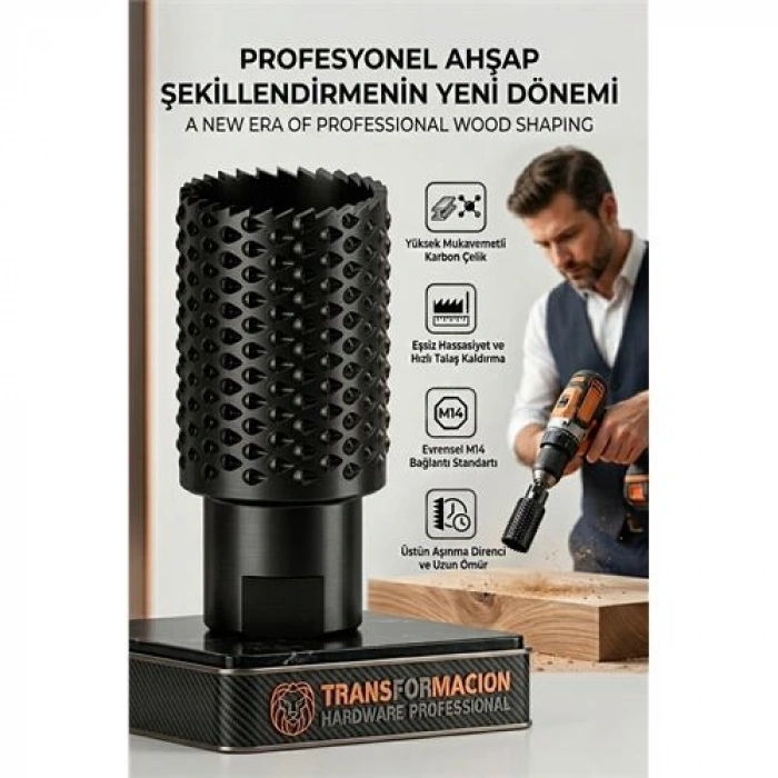 Nevamel® M14 29 mm Panç Törpü Agresif Ahşap Oyma Freze | Avuç Taşlama Uyumlu Şekillendirici 723040