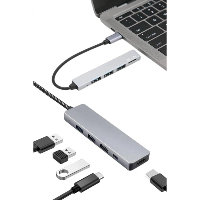 Nevamel Macbook Pro/air Uyumlu USB Type-C 8 In 1 Hub Dönüştürücü Çevirici Çoklayıcı USB Hdmı Micro Sd 8 Girişli
