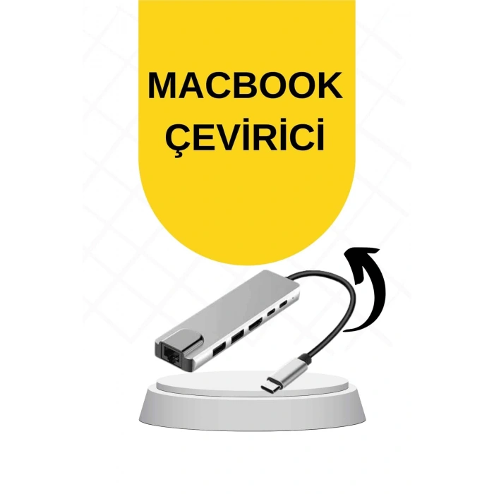 Nevamel Macbook Pro/air Uyumlu USB Type-C 8 In 1 Hub Dönüştürücü Çevirici Çoklayıcı USB Hdmı Micro Sd 8 Girişli