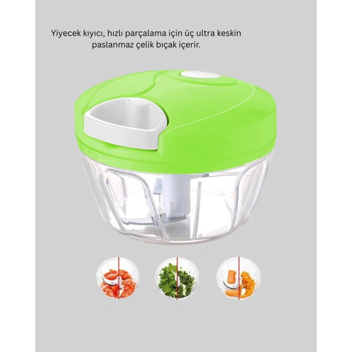 Nevamel® Manuel Yiyecek Doğrayıcı İpli Hızlı Pratik Sebze Kıyıcı