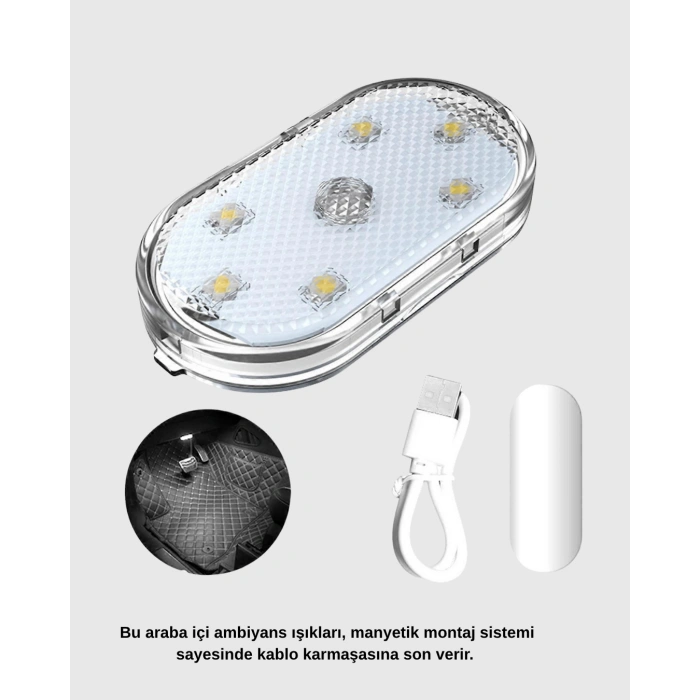 Nevamel® Manyetik Araba İçi Ambiyans LED Işık Seti – Kolay Montajlı ve Kablolara Gerek Yok
