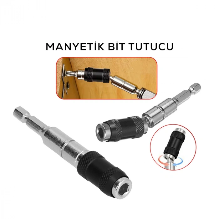 Nevamel® Manyetik Bits Tutucu - Mafsallı - Döner Başlık