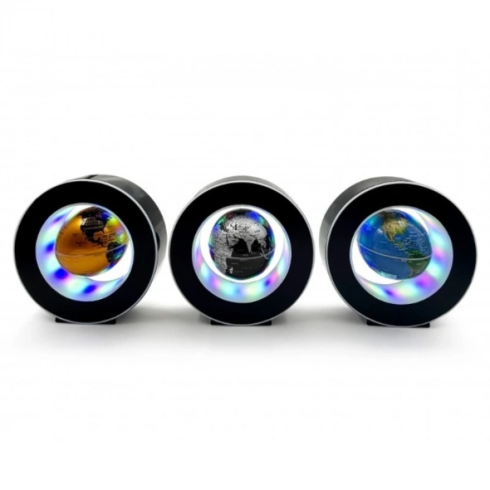 Nevamel Manyetik Siyah Model Yuvarlak Ledli Dünya Küre