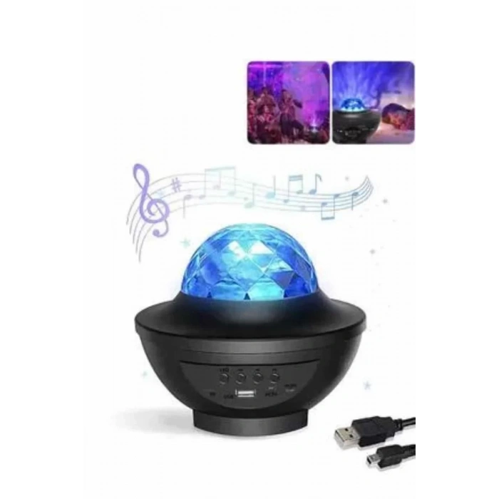 Nevamel® Masa ve Gece Lambası Renkli Projektör Işıklı Disko Topu Bluetooth Hoparlör