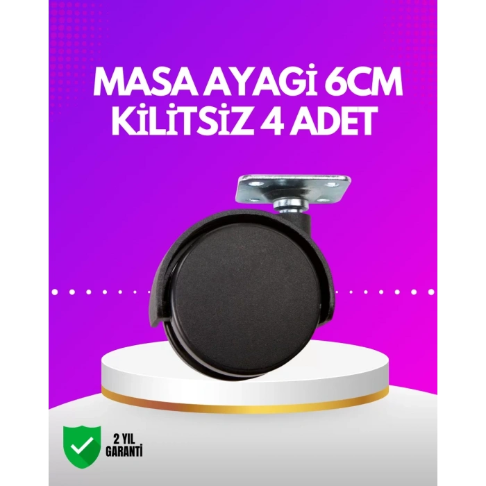 Nevamel® Masa ve Koltuk İçin Kilitsiz Tekerlek Seti 6 cm
