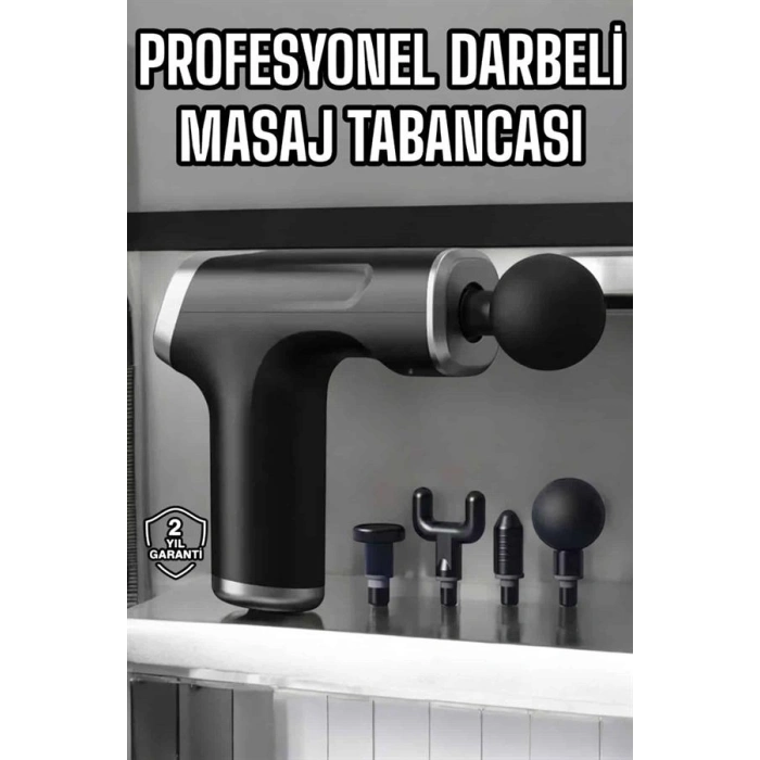 Nevamel Masaj Tabancası 4 Başlıklı Kas ve Vücut Ağrıları İçin Şarjlı Darbeli