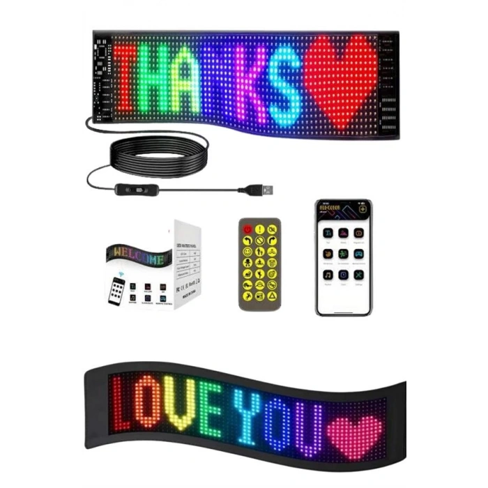 Nevamel® Matrix Led Cama Yapışan Telefon Kontrollü Panel Dijital Ekran Kumandalı