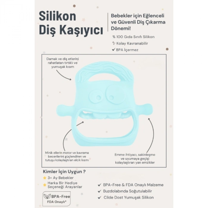 Nevamel Mavi Bebek Silikon Diş Kaşıyıcı