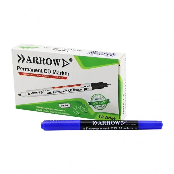 Nevamel® Mavi CD Kalemi - 2 Uçlu - Marker - 1 mm ve 0.4 mm