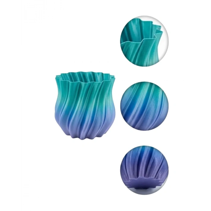 Nevamel® Mavi Degrade Kıvrımlı 3D Vazo Minimal Modern Ev Dekoru