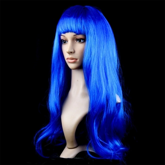 Nevamel Mavi Renk Uzun Parti Peruğu