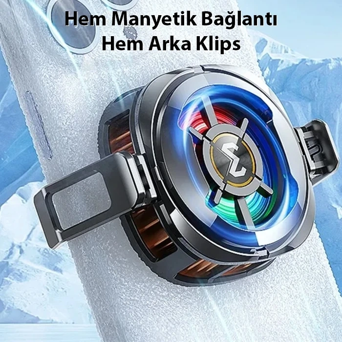 Nevamel MEMO CX06 iOS Android Soğutucu 15W Manyetik + Arka Klips 2si 1 Arada Yarı İletken Soğutma Fanı Radyatörü-(5775)